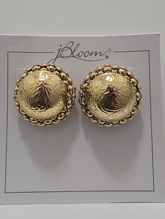 j Bloom Jewelry - NWOT J Bloom Shiny Gold Textured Round Dome Earrings